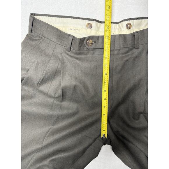 VTG Burberry Men’s Plaid Gray Cuffed Wool 36x29 Dress Pants Slacks - Picture 8 of 11